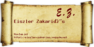 Eiszler Zakariás névjegykártya